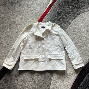 DKNY White Button Front Jacket